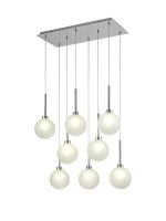 Giuseppe Rectangle Multiple Pendant 2m, 8 x G9, Polished Chrome/Frosted Type G Shade
