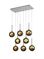 Giuseppe Rectangle Multiple Pendant 2m, 8 x G9, Polished Chrome/Copper/Frosted Type G Shade