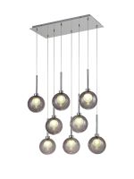 Giuseppe Rectangle Multiple Pendant 2m, 8 x G9, Polished Chrome/Smoked/Frosted Type G Shade