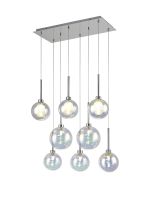 Giuseppe Rectangle Multiple Pendant 2m, 8 x G9, Polished Chrome/Iridescent/Frosted Type G Shade