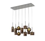 Giuseppe Linear Pendant 2m, 12 x G9, Polished Chrome/Copper/Frosted Type A,B,C,G Shade