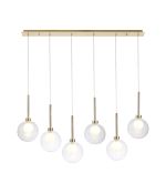 Giuseppe Linear Pendant 2m, 6 x G9, French Gold/Clear/Frosted Type G Shade