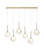 Giuseppe Linear Pendant 2m, 6 x G9, French Gold/Cognac/Frosted Type G Shade
