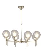 Giuseppe 84cm Telescopic/Semi Flush, 8 x G9, French Gold/Smoked/Frosted Type G Shade