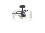 Rio 35cm Semi Flush Ceiling, 2 Light E27, Anthracite / Clear Glass
