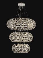Hiphonic 3 Tier 60cm + 80cm + 100cm Pendant, 12 + 20 + 26 Light G9 Polished Chrome/Crystal, Item Weight: 30.2kg