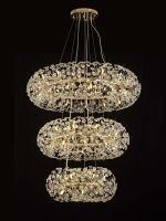 Hiphonic 3 Tier 60cm + 80cm + 100cm Pendant, 12 + 20 + 26 Light G9 French Gold/Crystal, Item Weight: 30.2kg