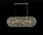 Hiphonic Oblong Linear Pendant 10 Light G9 French Gold / Crystal (28 extra sets of crystal)