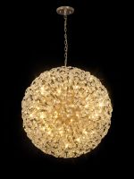 Hiphonic 100cm Sphere Pendant 48 Light G9 French Gold / Crystal, Item Weight: 42.5kg