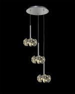 Hiphonic 37cm 3 Light G9 2m Round Pendant With Polished Chrome/Crystal Shade