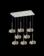 Hiphonic 8 Light G9 2m Rectangle Multiple Pendant With Polished Chrome/Crystal Shade