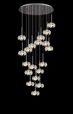 Hiphonic 78.5cm 19 Light G9 3.5m Round Multiple Pendant With Polished Chrome/Crystal Shade, Item Weight: 19.4kg