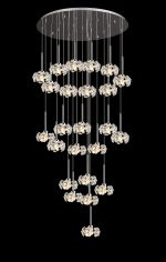 Hiphonic 92cm 24 Light G9 5m Round Multiple Pendant With Polished Chrome/Crystal Shade, Item Weight: 25.2kg