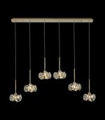 Hiphonic 6 Light G9 2m Linear Pendant With French Gold/Crystal Shade