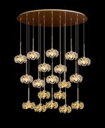 Hiphonic 97x57cm 19 Light G9 3.5m Oval Multiple Pendant With French Gold/Crystal Shade, Item Weight: 18.4kg