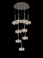Hiphonic 50cm 9 Light G9 2.5m Round Multiple Pendant/Crystal Shade, Polished Chrome