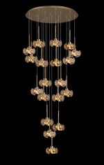 Hiphonic 78.5cm 19 Light G9 3.5m Round Multiple Pendant With French Gold/Crystal Shade, Item Weight: 19.4kg