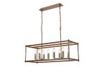 Zaragoza Linear Pendant, 8 x E14, Walnut/Polished Nickel