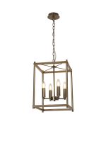 Zaragoza Pendant, 4 x E14, Medium Oak/Antique Brass