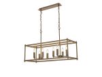 Zaragoza Linear Pendant, 8 x E14, Medium Oak/Antique Brass