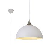 Illy 50cm Large Single Pendant, 1 x E27, Sand White/Satin Nickel Metal Shade