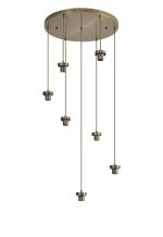 Zenth 60cm Antique Brass 7 Light E27 3m Round Multiple Pendant (FRAME ONLY)