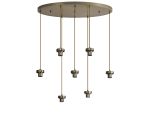 Zenth Antique Brass 7 Light E27 2m Oval Multiple Pendant (FRAME ONLY)