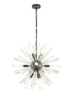 Menoonda 60cm 10 Light E14, Round Pendant Brown Oxide / Clear Glass