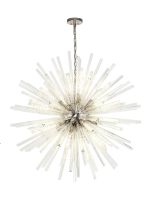 Menoonda 120cm 32 Light E27, Round Pendant Polished Nickel / Clear Glass, Item Weight: 30kg