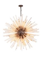 Menoonda 120cm 32 Light E27, Round Pendant Brown Oxide / Champagne Glass, Item Weight: 30kg