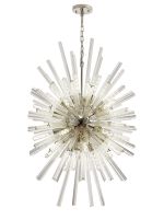 Menoonda 75cm 32 Light E27, Vertical Oval Pendant Polished Nickel / Clear Glass, Item Weight: 22kg