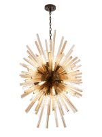 Menoonda 75cm 32 Light E27, Vertical Oval Pendant Brown Oxide / Champagne Glass, Item Weight: 22kg