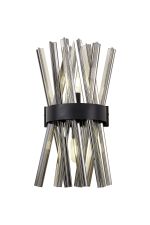Menoonda 2 Light E14, Wall Light E14, Matt Black / Smoke Glass