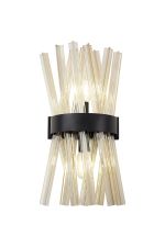 Menoonda 2 Light E14, Wall Light E14, Matt Black / Champagne Glass