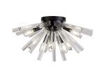 Menoonda 58.5cm 6 Light E14, Semi Flush Matt Black / Clear Glass