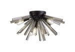 Menoonda 58.5cm 6 Light E14, Semi Flush Matt Black / Smoke Glass