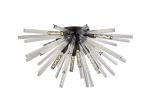 Menoonda 89cm 8 Light E27, Semi Flush Matt Black / Clear Glass