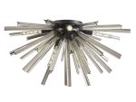 Menoonda 89cm 8 Light E27, Semi Flush Matt Black / Smoke Glass