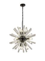 Menoonda 60cm 10 Light E14, Round Pendant Matt Black / Clear Glass