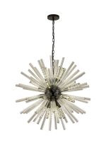 Menoonda 90cm 16 Light E27, Round Pendant Matt Black / Clear Glass Item Weight: 15kg