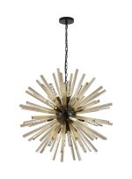 Menoonda 90cm 16 Light E27, Round Pendant Matt Black / Champagne Gold Glass Item Weight: 15kg