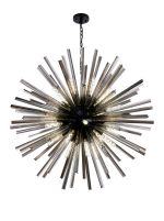 Menoonda 120cm 32 Light E27, Round Pendant Matt Black / Smoke Glass, Item Weight: 30kg