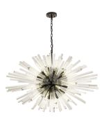 Menoonda 120cm 32 Light E27, Oval Pendant Matt Black / Clear Glass, Item Weight: 25kg