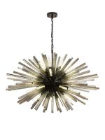 Menoonda 120cm 32 Light E27, Oval Pendant Matt Black / Smoke Glass, Item Weight: 25kg