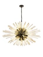 Menoonda 120cm 32 Light E27, Oval Pendant Matt Black / Champagne Glass, Item Weight: 25kg