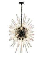 Menoonda 75cm 32 Light E27, Vertical Oval Pendant Matt Black / Clear Glass, Item Weight: 22kg