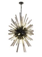 Menoonda 75cm 32 Light E27, Vertical Oval Pendant Matt Black / Smoke Glass, Item Weight: 22kg
