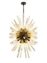 Menoonda 75cm 32 Light E27, Vertical Oval Pendant Matt Black / Champagne Glass, Item Weight: 22kg