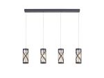 Minibar 4 Light Bar Linear Pendant E14, Matt Grey/Polished Chrome/Cognac