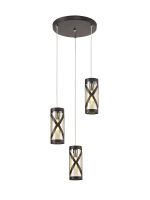 Minibar 32cm 3 Light Round Pendant E14, Oiled Bronze/Polished Chrome/Amber